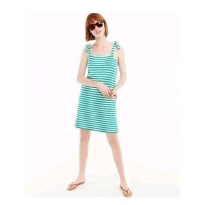 J. Crew Striped tie-shoulder mini dress M cotton green